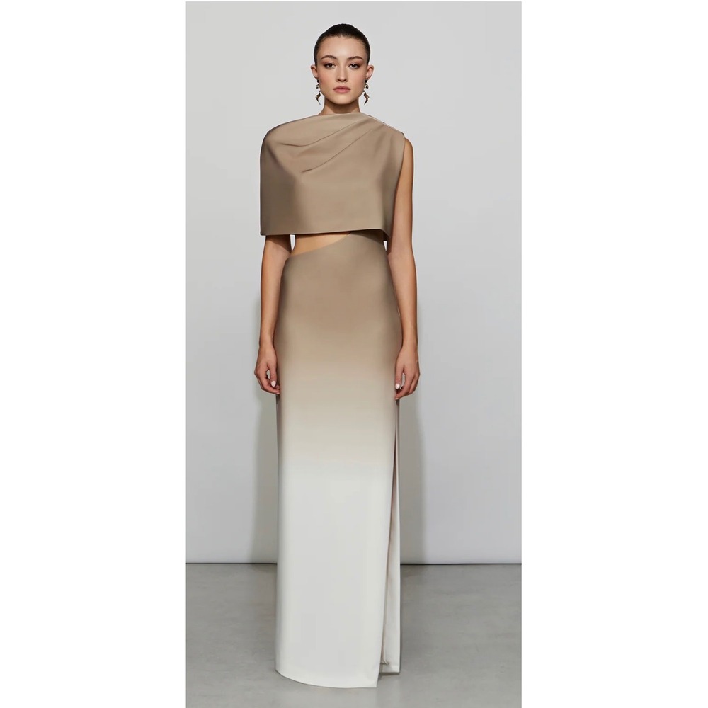 ET OCHS Helena Dress with Cape in Taupe & Ivory Size 4